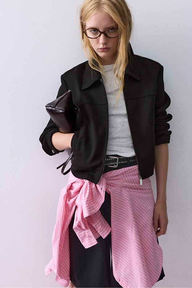 Fermuarlı tailored fit kısa ceket - 1