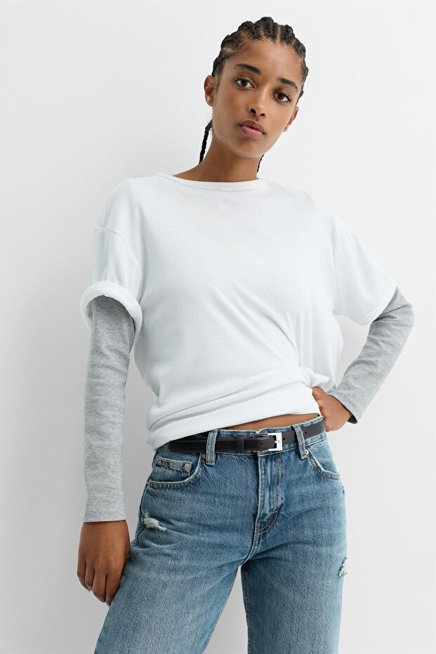 Dikdörtgen tokalı ince kemer - 1