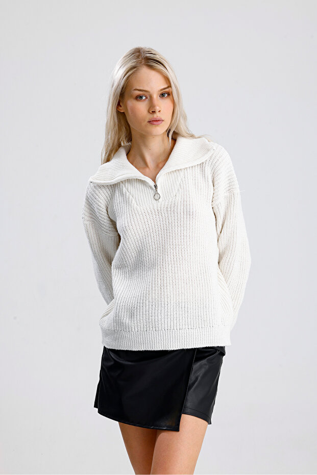 Пуловер с цип - 5