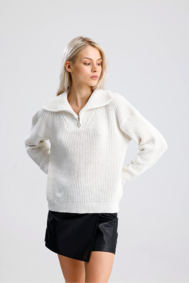 Пуловер с цип - 7