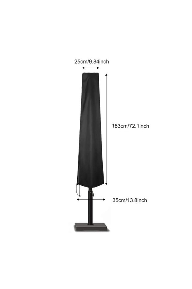 183x25x35cm Black Patio Umbrella Cover, Waterproof Outdoor Umbrella Cover with Zipper for 6 sizes Ca