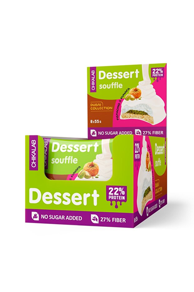 Protein Cookie Dessert Souffle Pistachio & Kunafa Dubai Collection No Sugar Added 8x55g