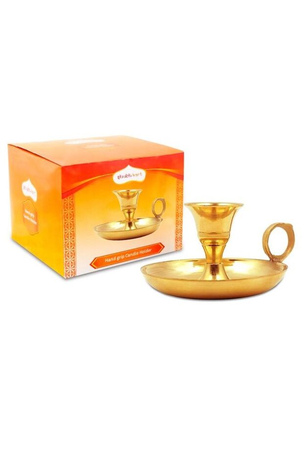 Shubhkart Hand-Grip Brass Candle Holder/Stand