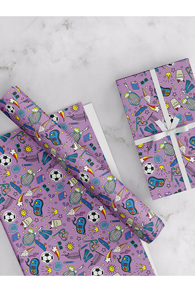 Sporty Kids Wrapping Paper, Purple