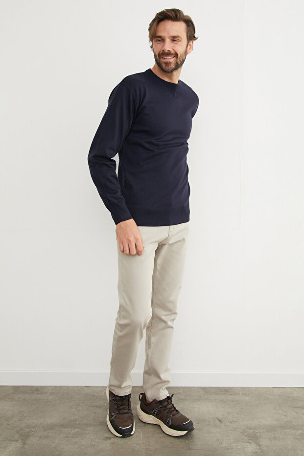 Πλεκτό πουλόβερ Basic Crew Neck - 5