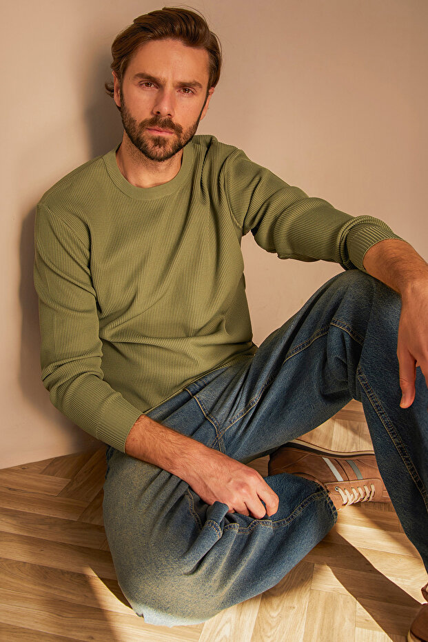 Basic Bisiklet Yaka Triko Kazak - 1