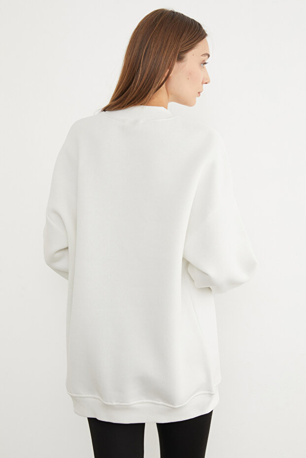 3 İplik Basic Bisiklet Yaka Oversize Sweatshirt - 8
