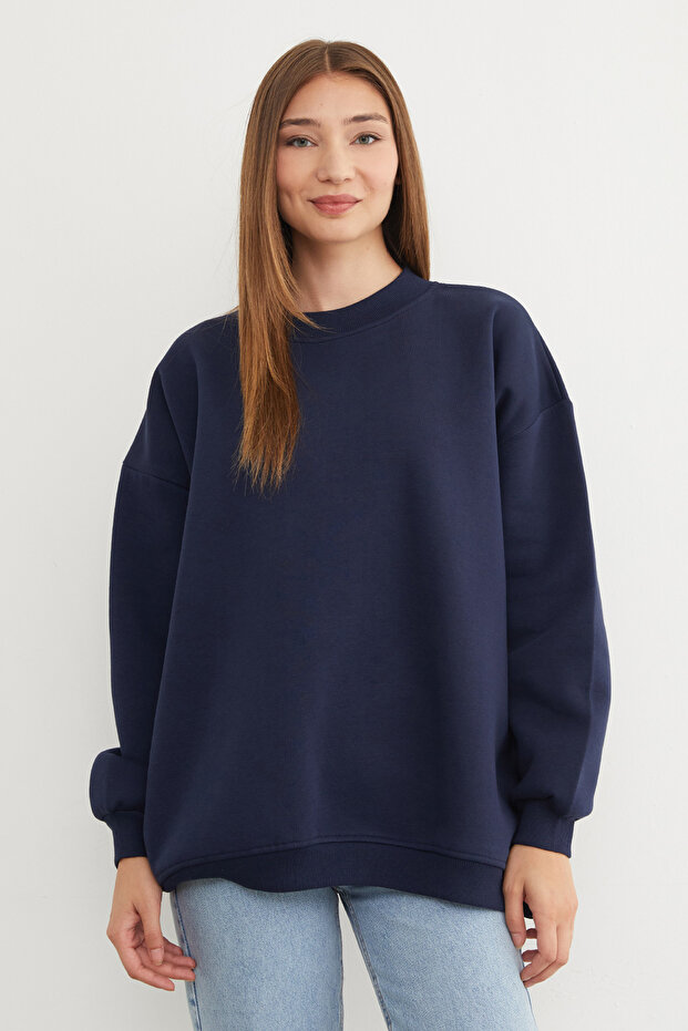3 İplik Basic Oversize Sweatshirt - 1