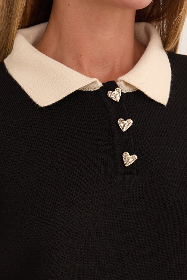 سترة تريكو أساسية بياقة بولو ونصف زر - 6