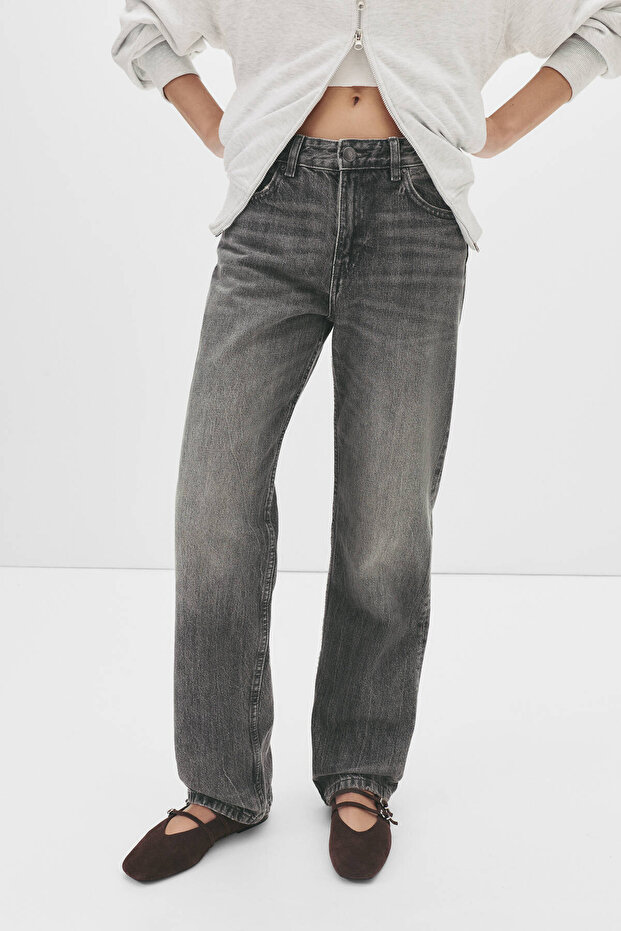 Düz kesim orta bel jean - 4