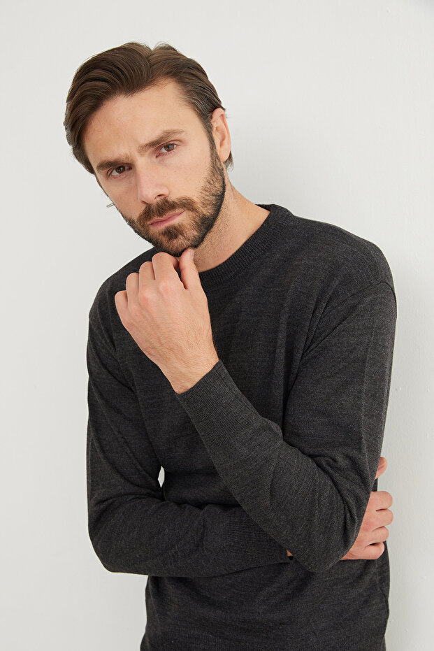 Basic Bisiklet Yaka Triko Kazak - 4