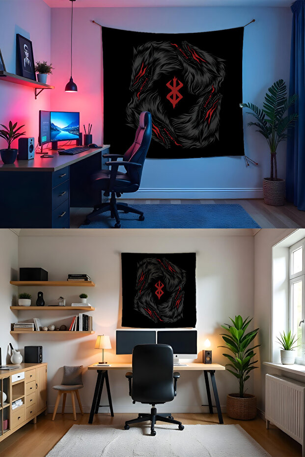 Berserk Dikey Duvar Örtüsü – Anime Temalı Kaliteli Kumaş, Oda Dekoru Tapestry Duvar Halısı - 5