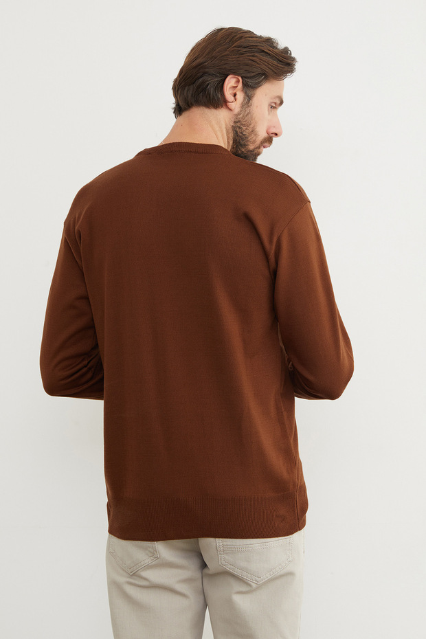 Pulover basic cu guler rotund - 8