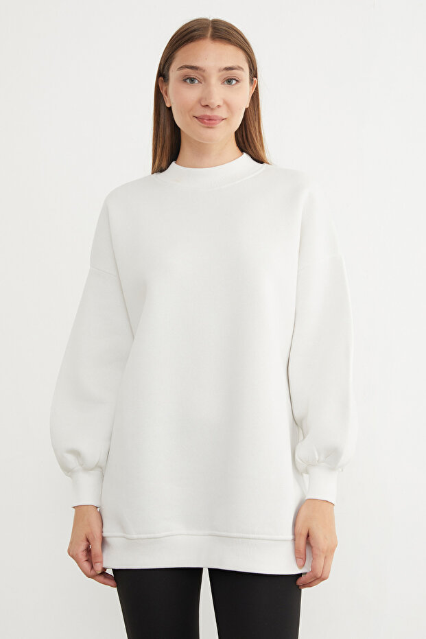 3 İplik Basic Bisiklet Yaka Oversize Sweatshirt - 3