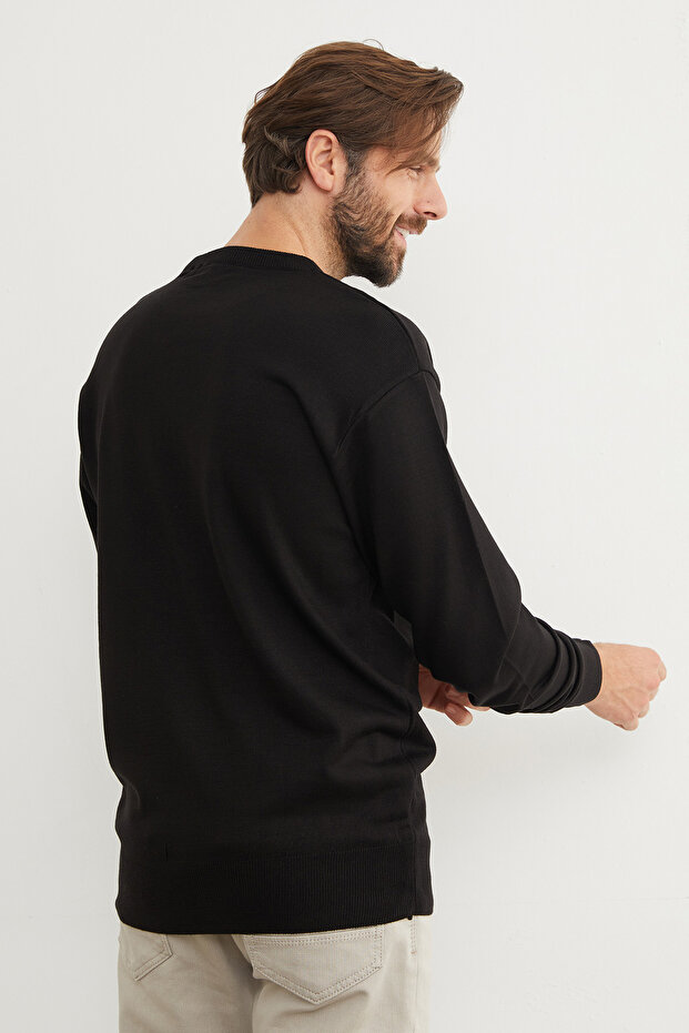 Basic Bisiklet Yaka Triko Kazak - 8