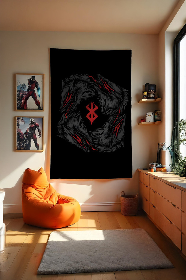 Berserk Dikey Duvar Örtüsü – Anime Temalı Kaliteli Kumaş, Oda Dekoru Tapestry Duvar Halısı - 3