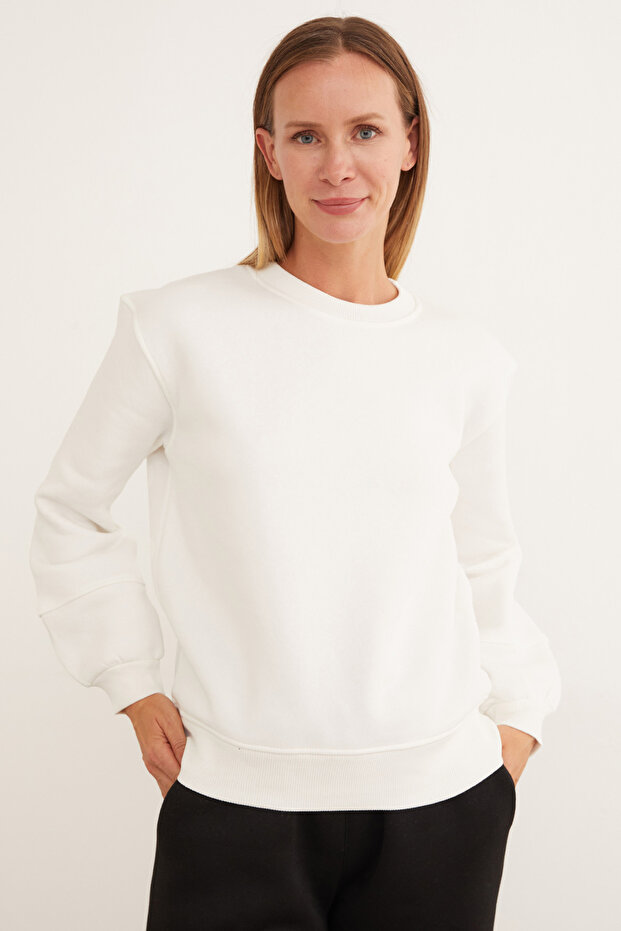 3 İplik Basic Bisiklet Yaka Sweatshirt - 1