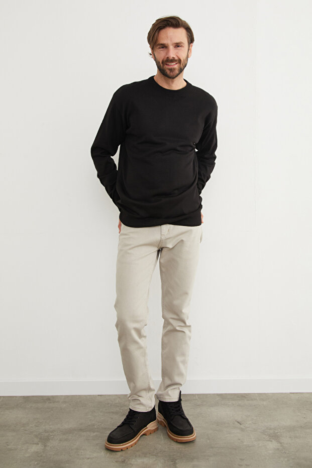 Basic Bisiklet Yaka Triko Kazak - 6