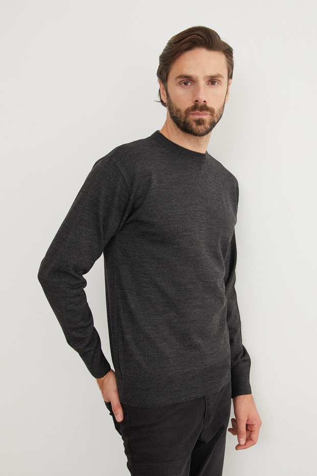 Basic Bisiklet Yaka Triko Kazak - 5