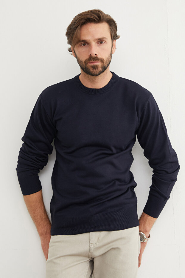 Πλεκτό πουλόβερ Basic Crew Neck - 1