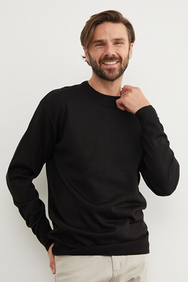 Basic Bisiklet Yaka Triko Kazak - 5