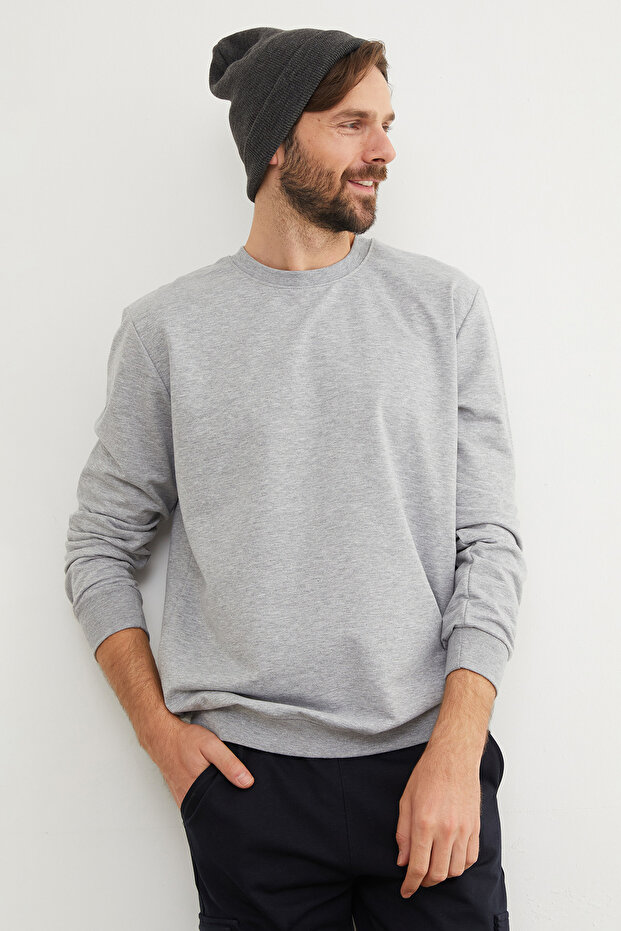 Basic Bisiklet Yaka Sweatshirt - 3