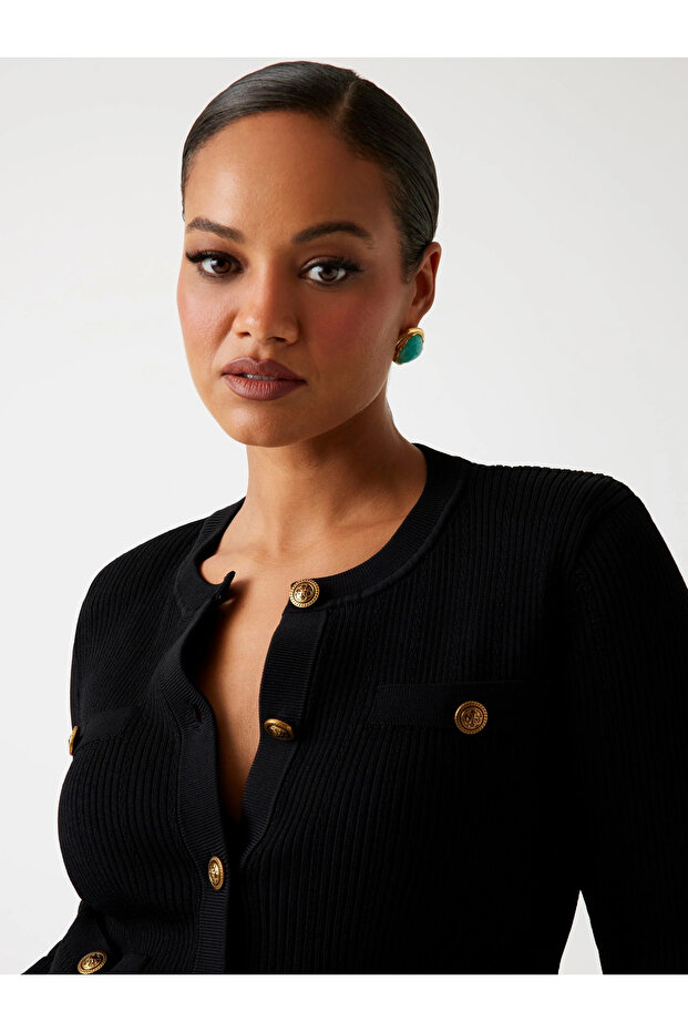 Emmie Kadın Siyah Triko Hırka W5YR09Z0130-JBLK - 8