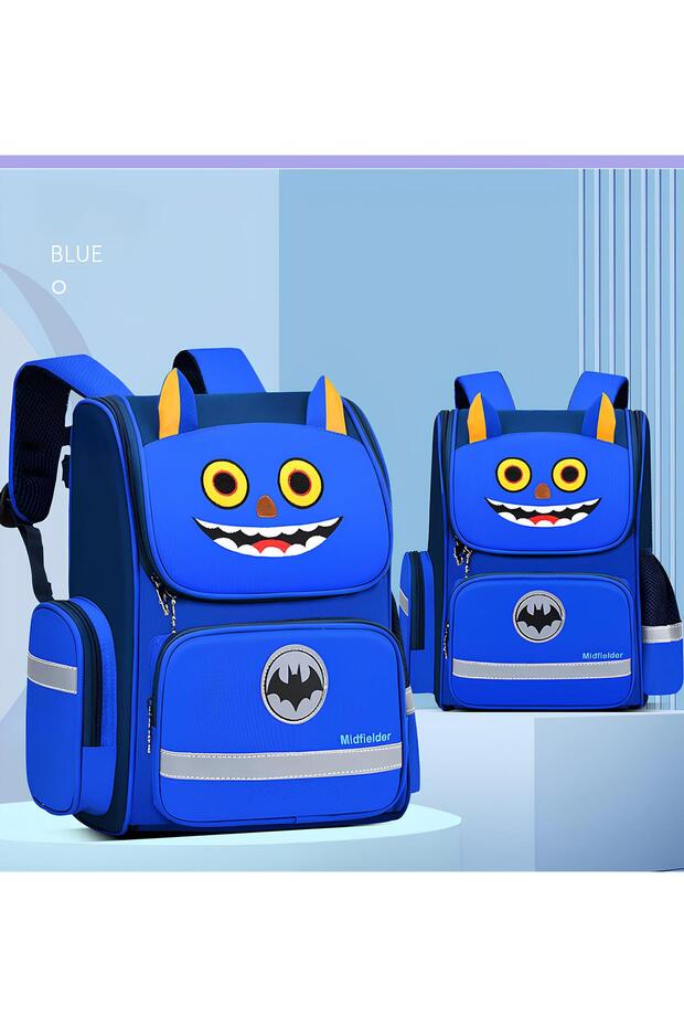 Children's School Bag 41×27×14 cm – Orthopedic Back, Multi-Compartment, Water-Repellent Fabric (Unicorn & Monster)