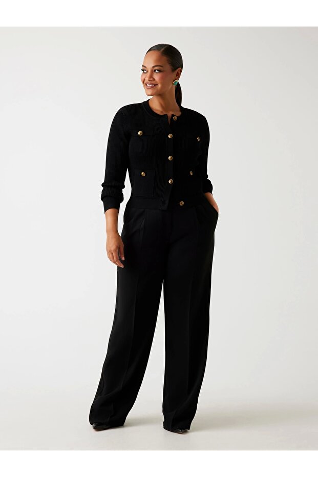 Emmie Kadın Siyah Triko Hırka W5YR09Z0130-JBLK - 6