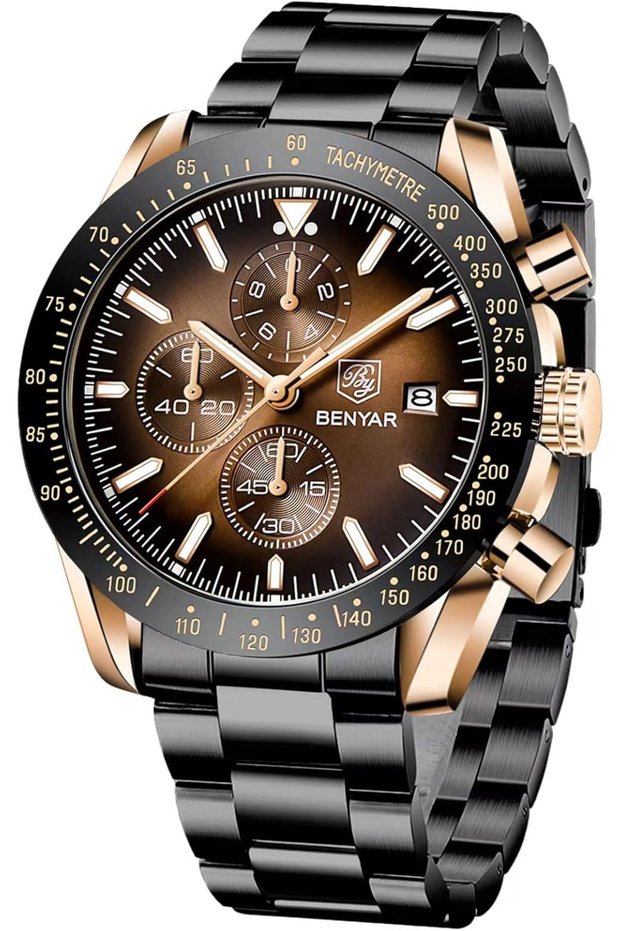 Mens Watch Waterproof Chronograph Date Watch for Men Quartz Movement Analog Watch Business
