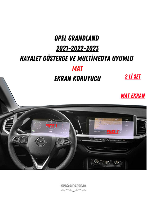 Opel Grandland 2021-2022-2023 Ghost Instrument and Multimedia Compatible Set Matte Screen Protector