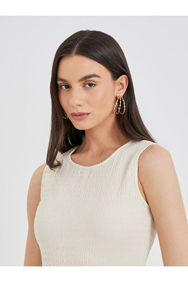 فستان ميدي سادة بدون أكمام وحافة غير منتظمة - 4