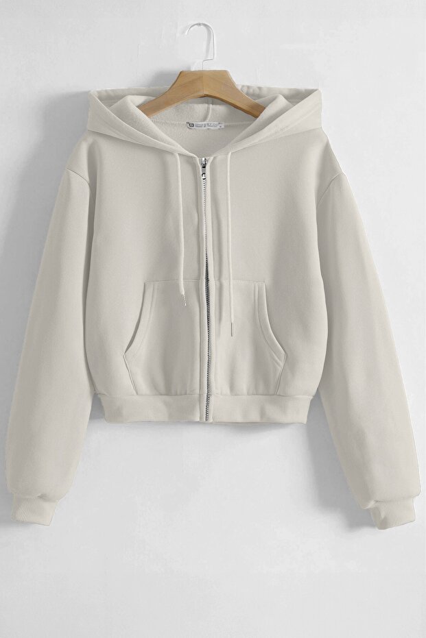 Ghassy Co. Women's Cotton Cropped Kangaroo Pocket Autumn and Spring Hooded Crop Sweatshirt