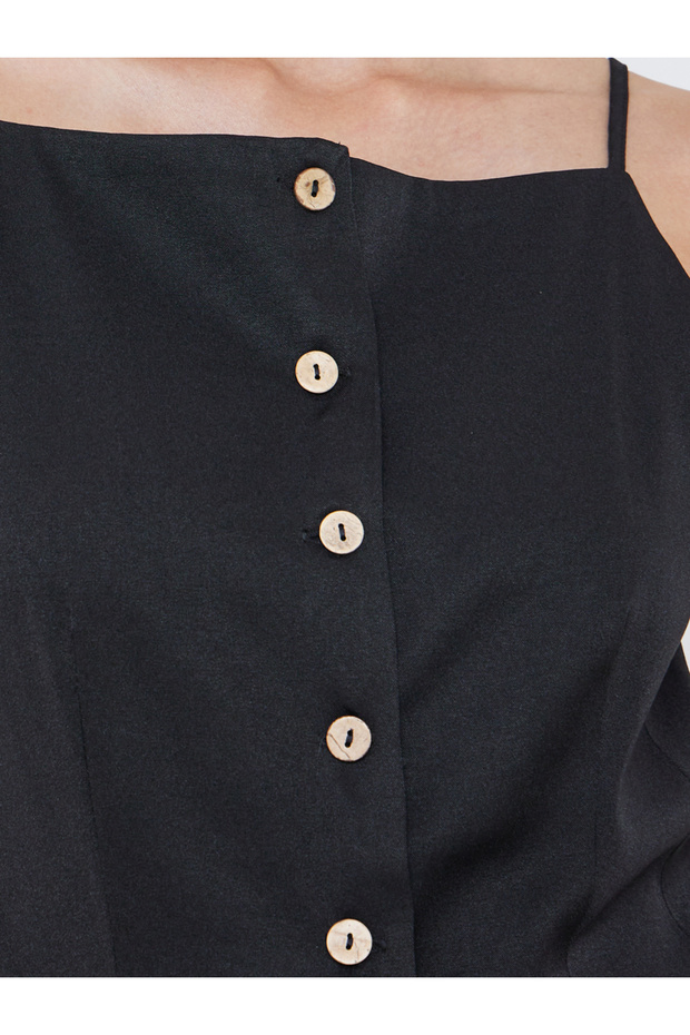 Strappy Square Neck Buttoned Top - 3