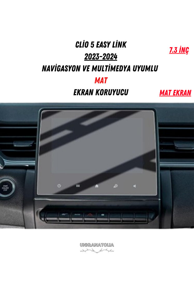 Clio 5 Easy Link 2023-2024 Navigation and Multimedia Compatible Matte Screen Protector - 1
