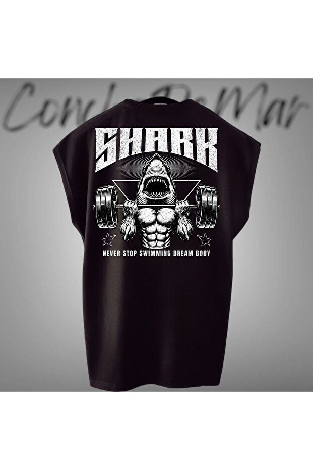 Shark Printed Athlete Half Sleeve T-Shirt