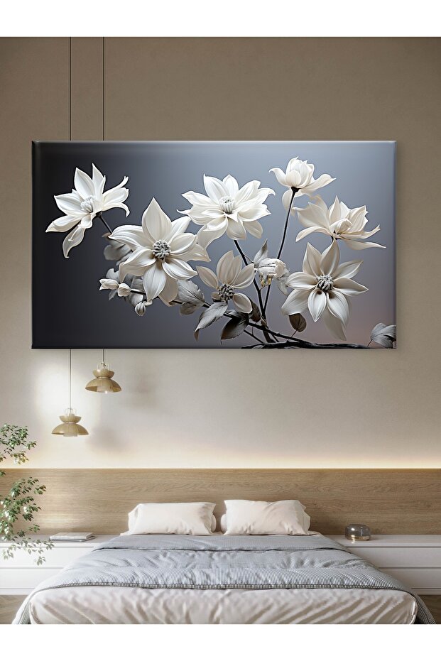 MODERN ÇİÇEK BASKILI KANVAS DUVAR TABLO - 4