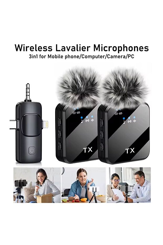 Kablosuz Yaka Mikrofonu Tip-C Stüdyo Mikrofonu için Ses Video Canlı Yayın Oyun - 1