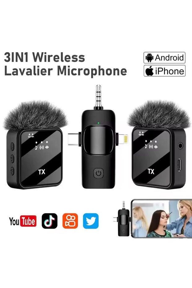 Kablosuz Yaka Mikrofonu Tip-C Stüdyo Mikrofonu için Ses Video Canlı Yayın Oyun - 2