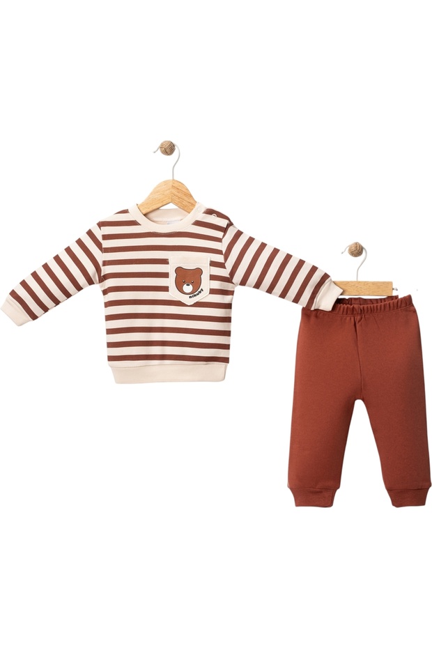 Sweet Bears Collection Cute Teddy Bear Patterned Baby Boy Top and Bottom Set