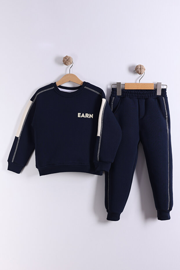 3-6 Yaş 3 İplik Şardonlu Kumaş Alt Üst Takım | Kışlık Çocuk Eşofman Takımı - 1