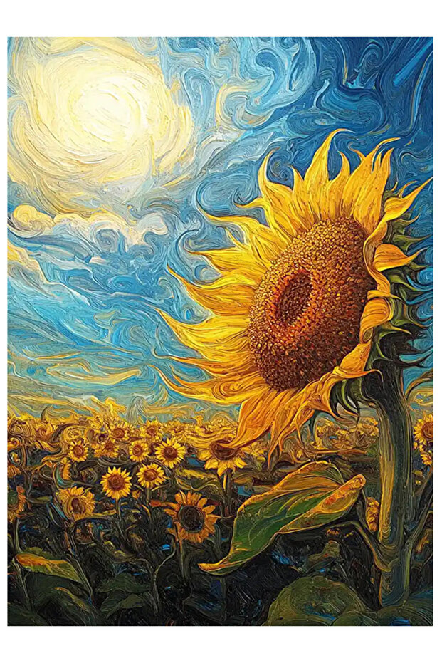 Ay Çiçeği Resimli Mdf Tablo - 1