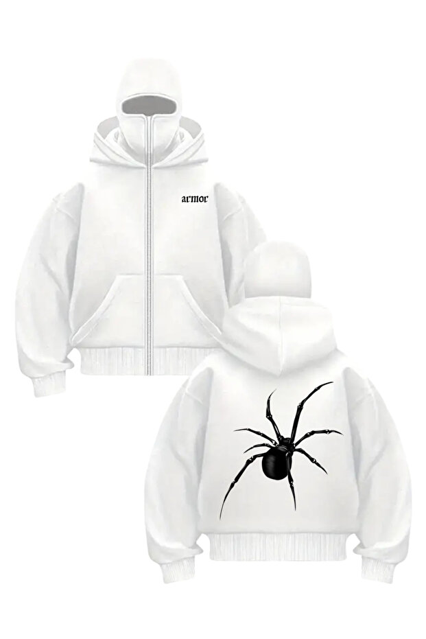 سترة كارديجان للجنسين مطبوعة باللون الأبيض من Armor Spider