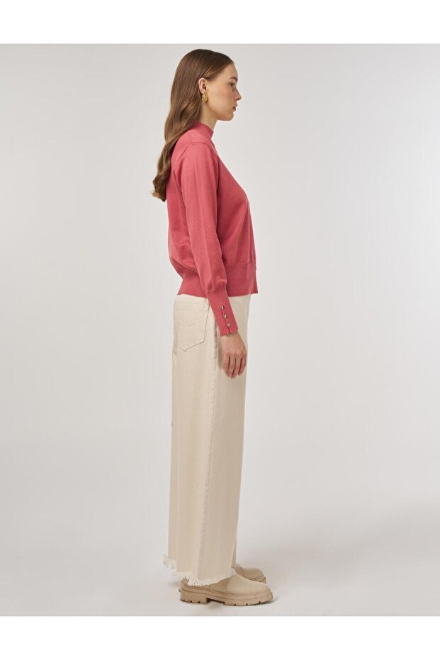 Balıkçı Yaka Basic Triko Kazak Gül Kurusu - 7