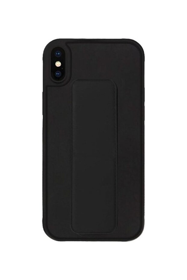 غطاء حماية مع حامل للإصبع لهاتف Apple iPhone XS Max أسود
