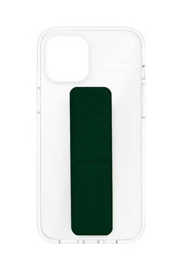 Protective cover with a stand with a handle for iPhone14 transparent with a green (olive) stand - 1