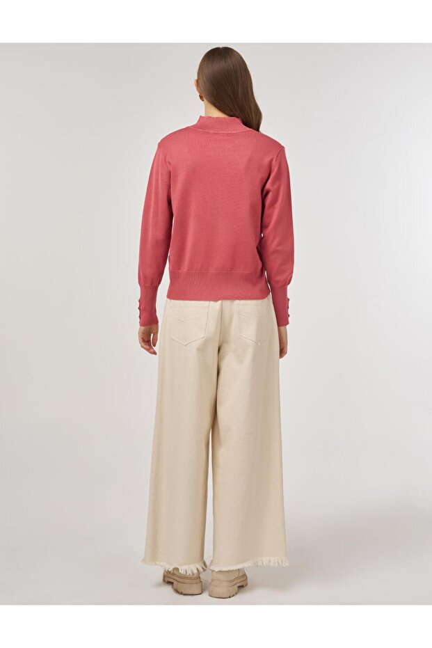 Balıkçı Yaka Basic Triko Kazak Gül Kurusu - 6