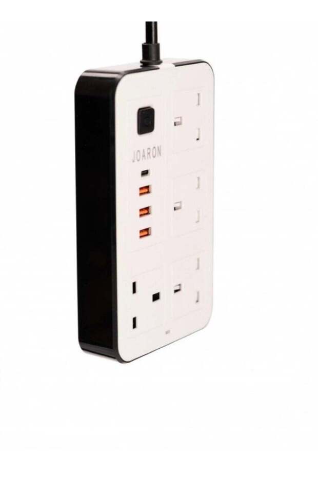 White multifunctional power socket 2 meters - 1