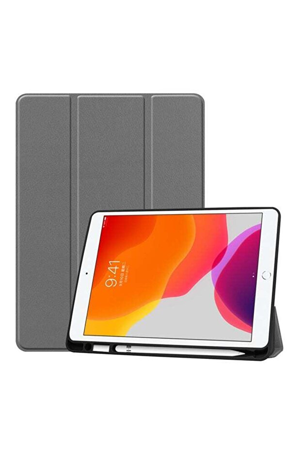 جراب جلدي ذكي قابل للطي أفقيًا من Custer Texture مع وظيفة السكون/الاستيقاظ/الثبات ثلاثي الطي - 1