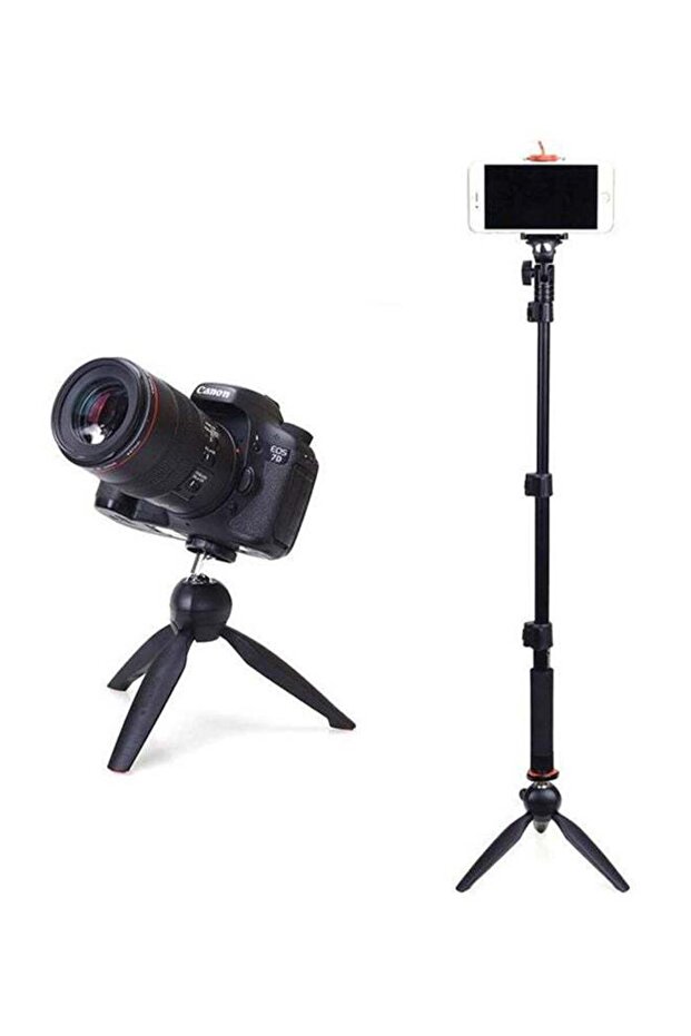 Selfie Stick Monopod Tripod With Bluetooth Remote Shutter Black - 1